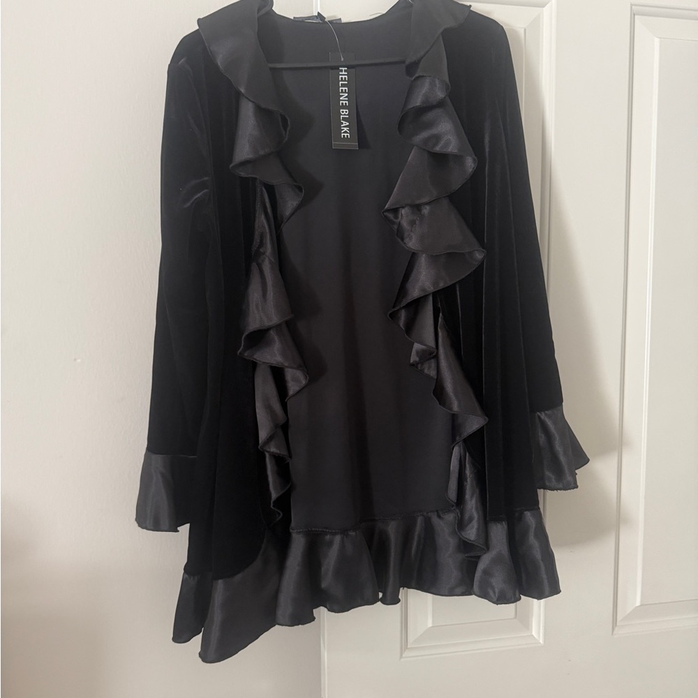 Helene Berman Black Ruffle Blazer